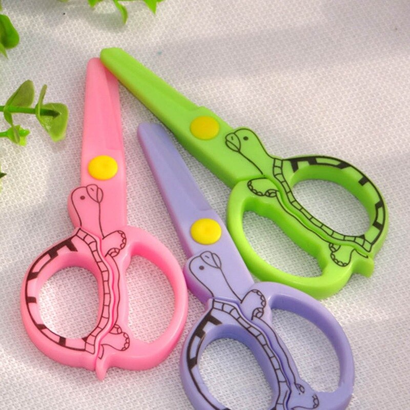 Child Safety Scissors Prevent Hand Injury DIY Photo Tortoise Shape Plastic Student Scissors/Paper-cutting Scissors
