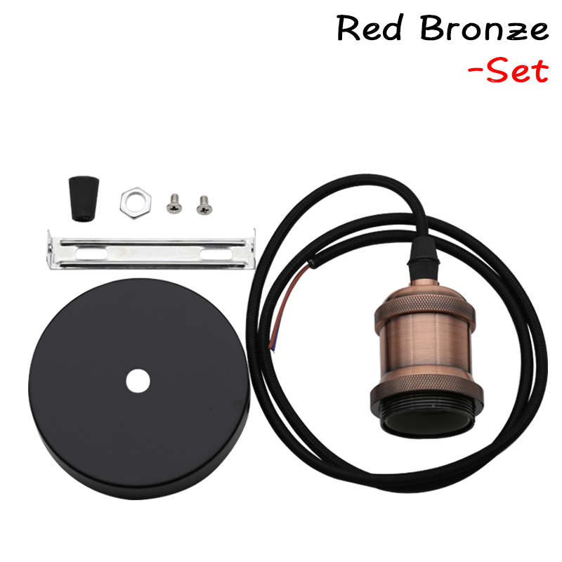 Lamphållare  e27 220v aluminiumsockel retro edison glödlampshållare lampfotskruv vintage industriell glödsockel: Rött brons set