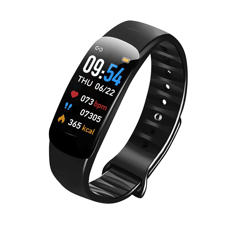 Bingofit smart band armbånd mænd kvinder elektronik til android ios børn smartwatch vandtæt pulsmåler fitness tracker: Sort