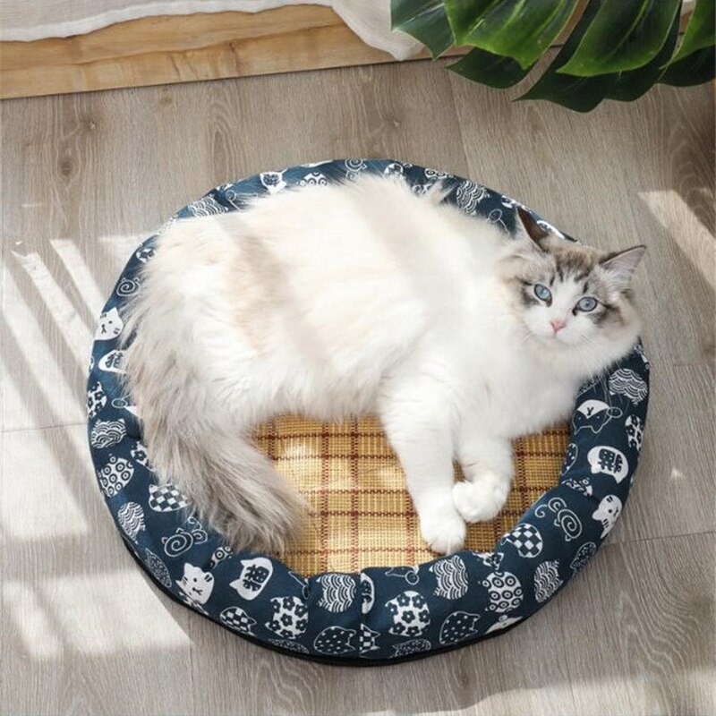 Cão de estimação almofada de gelo almofada de gelo colchão de pelúcia animais de estimação legal esteira cama gato verão manter fresco gelo de seda refrigerar esteira do cão para cães: Azul / S 35-38cm