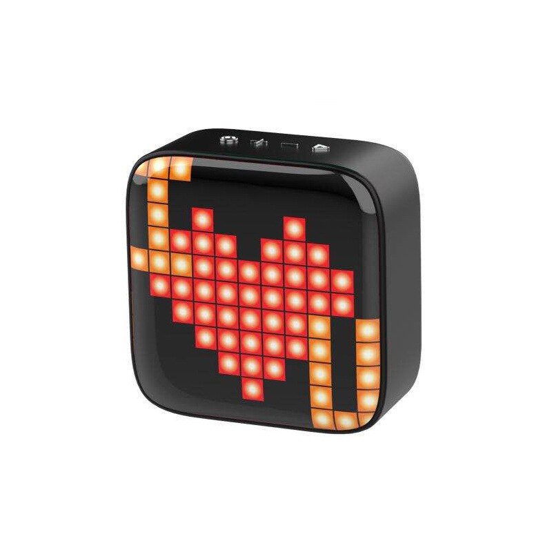Bluetooth Control LED Pixel Screen Speaker 6W Output Stereo Audio Pixel Art Cute Home Light Decoration Mini Music Play Box: Black
