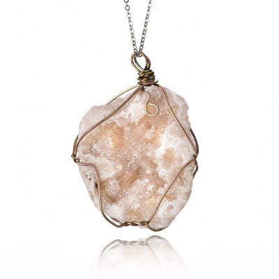 Onregelmatige Natuursteen Quartz Crystal Hangers Kettingen voor Vrouwen Drusy Druzy Zilver Kleur Chain Verklaring Ketting Sieraden: 14