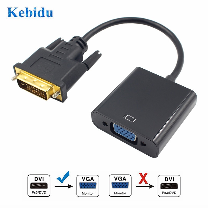 Kebidu 1080P DVI-D Naar Vga Actieve Adapter Converter Kabel 24 + 1 Pin Male Naar 15Pin Vrouwelijke Monitor Kabel voor Pc Videokaart Full Hd