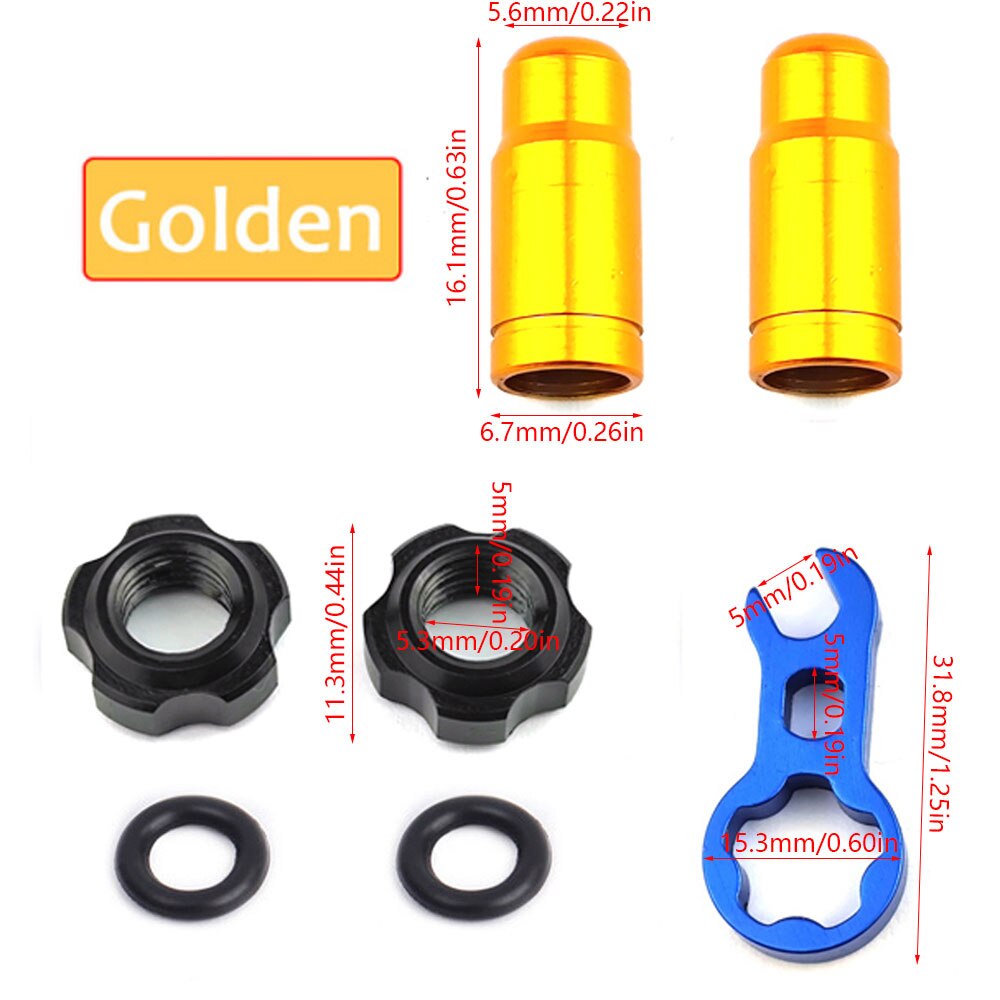 Écrou de Valve de vélo de route avec rondelle, 2 bouchons de Valve, vtt, Presta, écrou fixe de Valve de pneu, accessoires de Protection de cyclisme: Gold