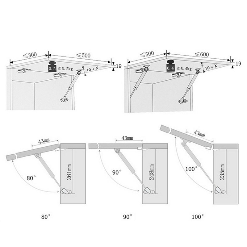 2pcs Door Lift Pneumatic Support Hydraulic Gas Spring Spring For Cabinet Door Force Lift Support Furniture