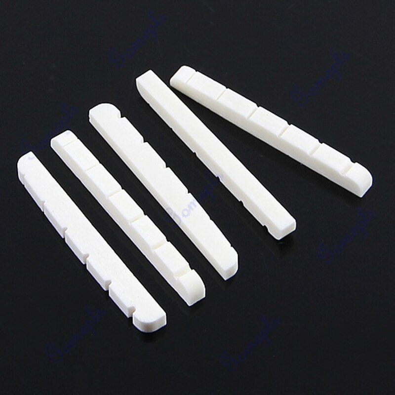 5 Pieces Curved Unbleached Slotted Bone Nut Flat Bottom For Strat