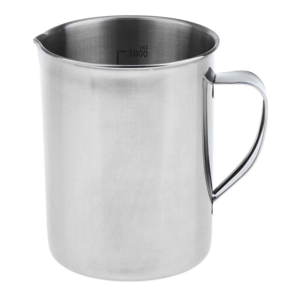 Stainless Steel Kitchen Lab Plastic Measuring Cup Jug Pour Spout Container