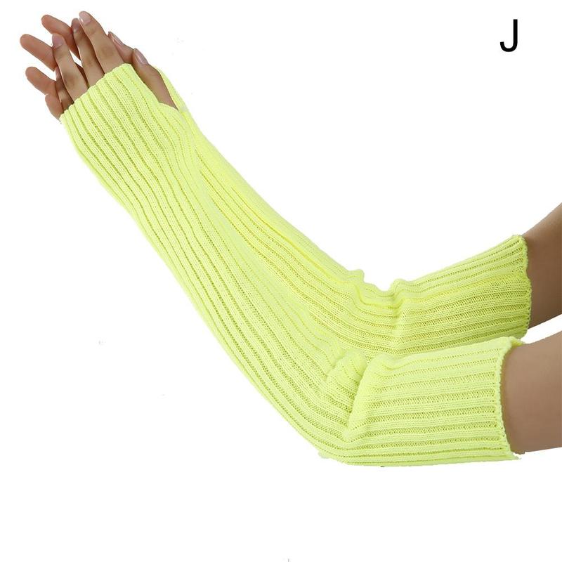 Długie rękawiczki bez palców dla kobiet gotycka odzież punkowa z dzianiny z długim rękawem miękkie damskie rękawiczki bez palców: J