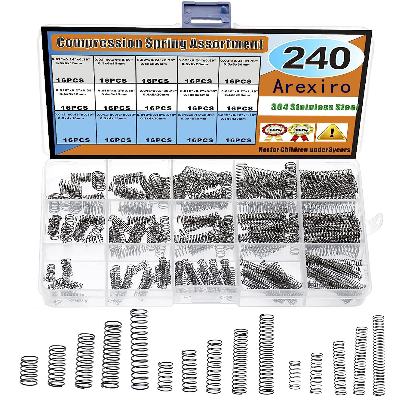 Ressorts de Compression WieshammKit, Mini Ressorts en Acier Inoxydable pour Réparations, 240 "à 0.39" Longueur, 1.18 "-0.16, 0.2 Pcs, 15 TANCompression