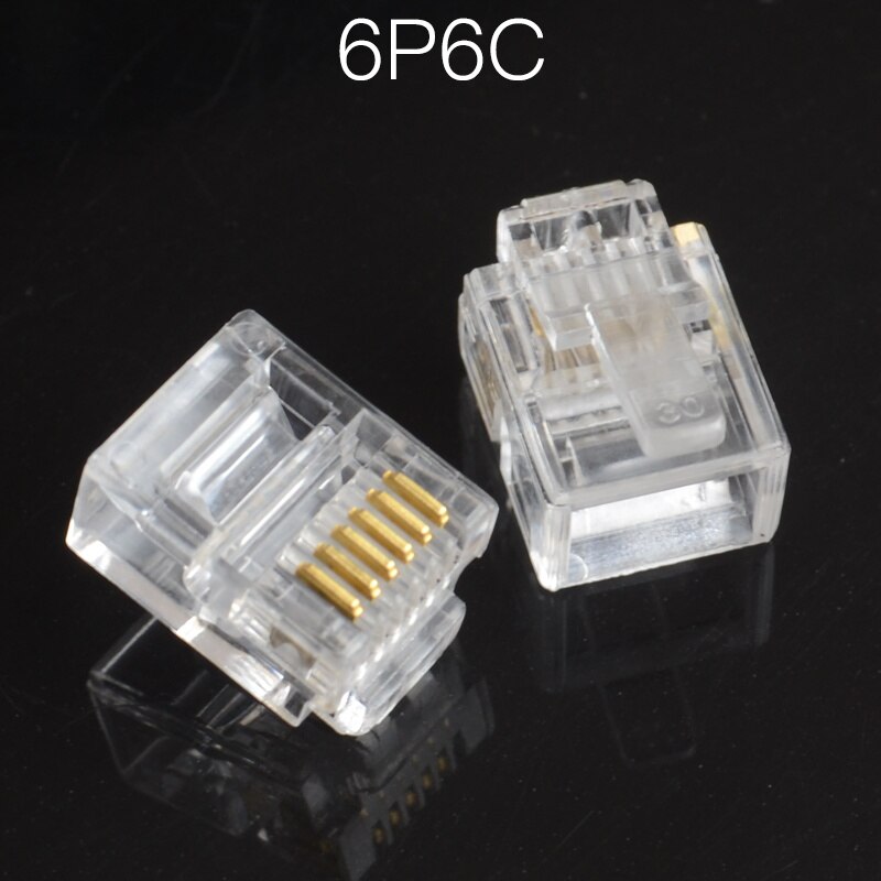 20pcs Durable 6 Pin RJ11 RJ-11 6P6C Modular Plug Telephone Phone Connector and NC Crystal Head