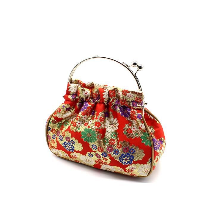 Alasir Damask Wallet Ladies Clip Silk Bag Chinese Style Cheongsam Handbags Women Evening Clutches Handmade Vintage Bucket Bag: red