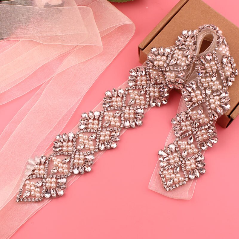 Bruids Jurk Riem Dames Riem Trouwjurk Riem Parel Kristal Riem Belangrijke Gelegenheid Bruiloft Accessoires: beige