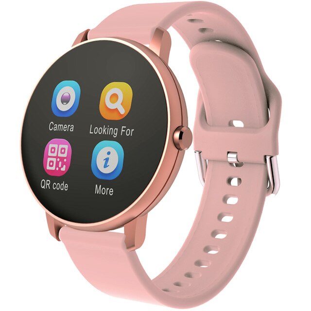 2020 relógio inteligente mulher freqüência cardíaca fitness rastreador relógio masculino à prova dwaterproof água monitor de pressão arterial smartwatch redondo para android ios: P8 Pink