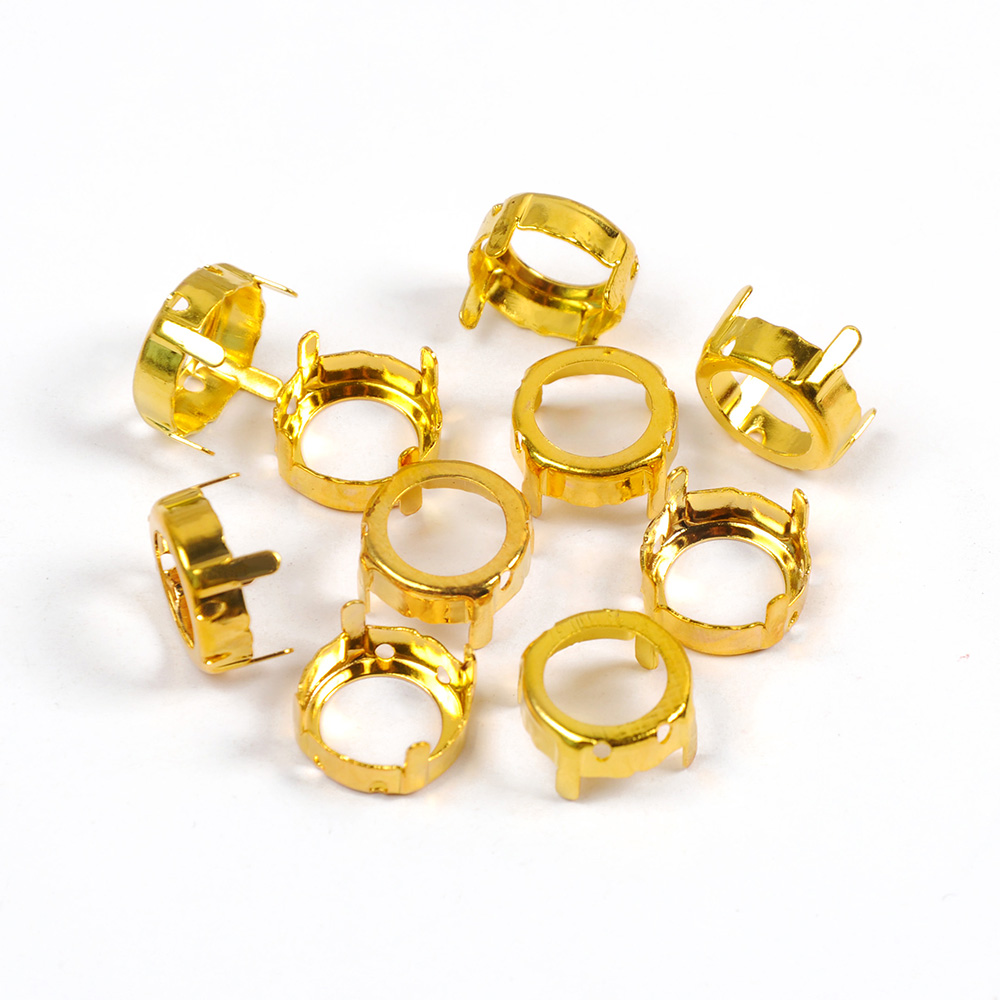 Yanruo redondos strass garra configurações de prata chapeamento de costura de alumínio cristal grânulos base pedestal quadro