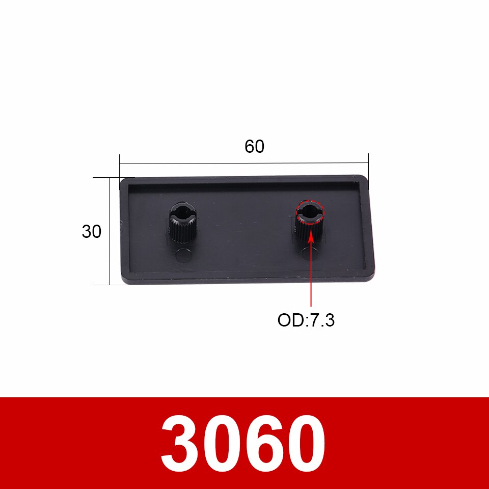 Plaque de couverture de capuchon d&#39;extrémité, profilé aluminium en Nylon noir pour Extrusion d&#39;aluminium EU /2040/3030/4040/4080/4545/5050/6060/100100 10 pièces: 3060