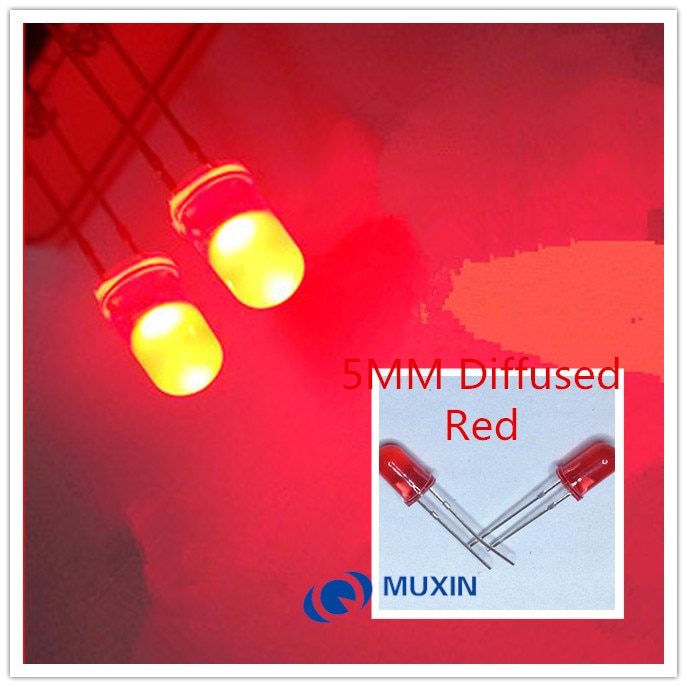 200 st/lot 5mm röda led-dioder rund diffuserad röd färg ljuslampa  f5 dip highlight elektronisk