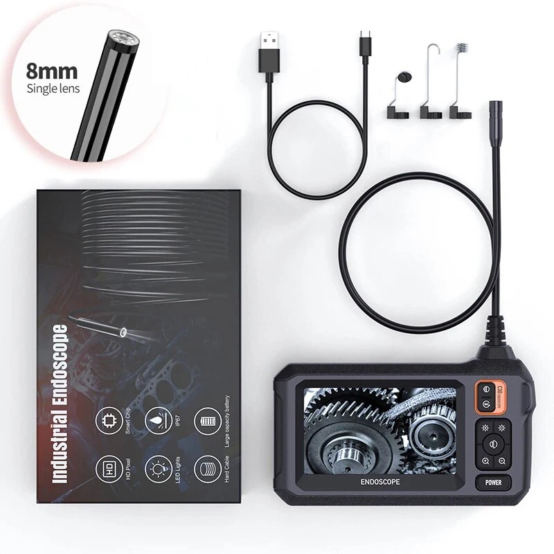 Industrielle Endoskop-Inspektionskamera, 4,3 Zoll IPS HD 1080P, einzelnes Doppelobjektiv, Endoskop-Kanalkamera, IP67, wasserdichte Schlangenkamera: Schwarz / 5 Mt