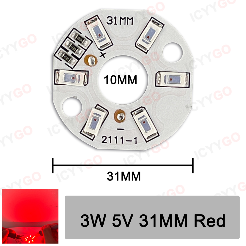 Baixa tensão redonda LED fonte de luz, DIY painel, branco quente, 4000K, 3W, 5V, vermelho, azul, verde, rosa, roxo, 31 milímetros: 3.0-3.4 v / Lavanda