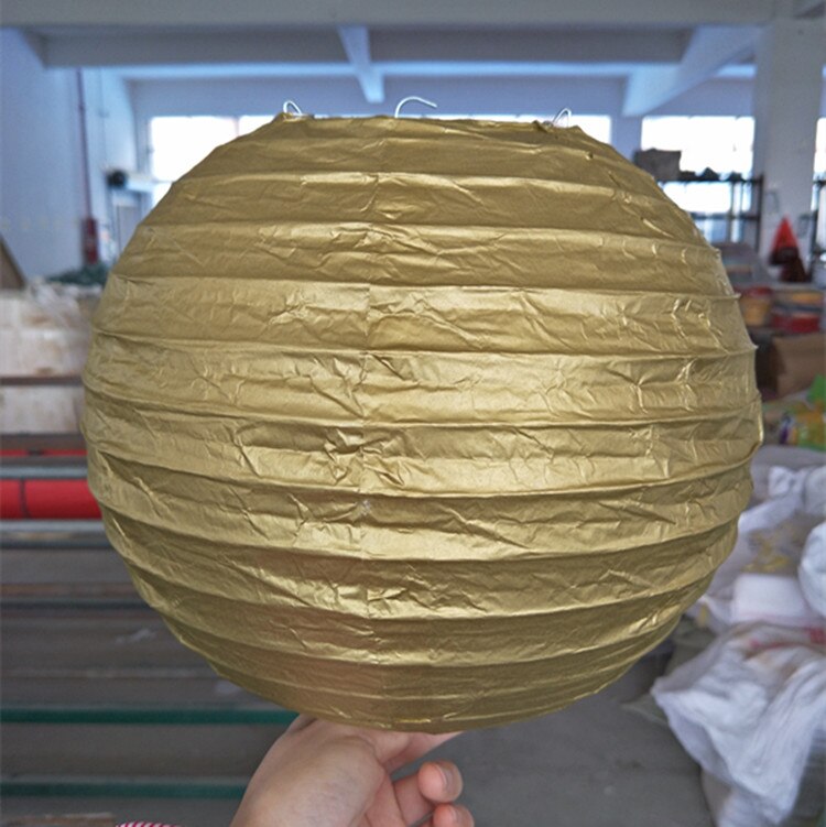 10 stks/partij Goud/Zilver Papier Lantaarn 4 ''6'' 8 "10" 12 "14" 16 "Birthday Party Wedding Decor Ambachtelijke DIY Lampion Lantaarns: gold / 14inch 35cm