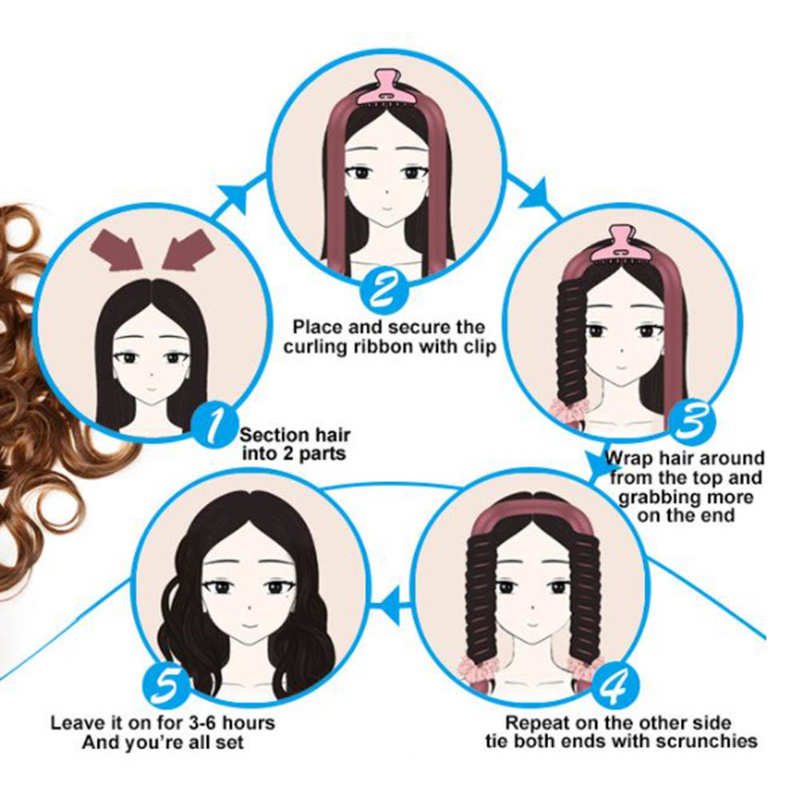 Heatless Curling Rod Headband No Heat Curls Ribbon Hair Rollers Sleeping Soft Headband Hair Curlers DIY Hair Styling Tool