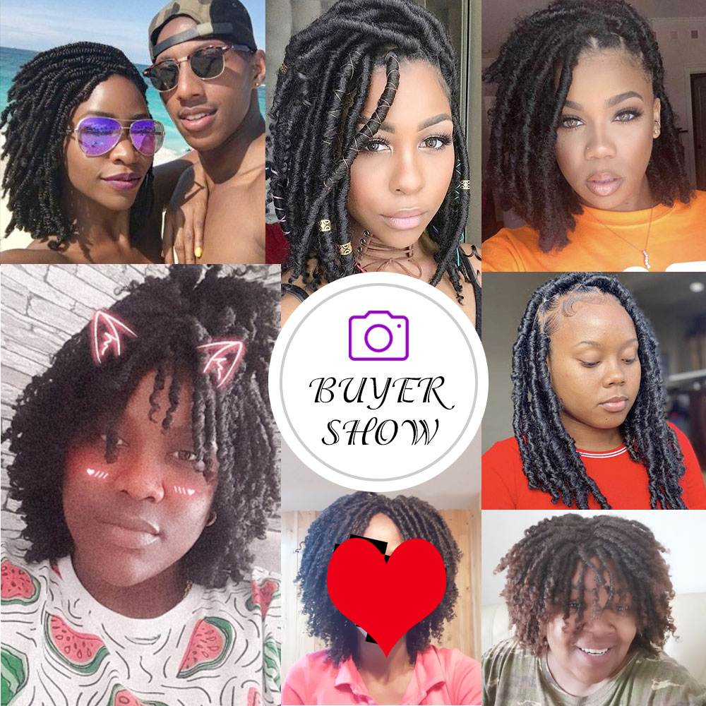 Yunrong dreadlock krøllet paryk kort twist naturlig sort  /1b 30 ombre brun til sort hvid kvinder og mænd afro krøllet syntetisk paryk