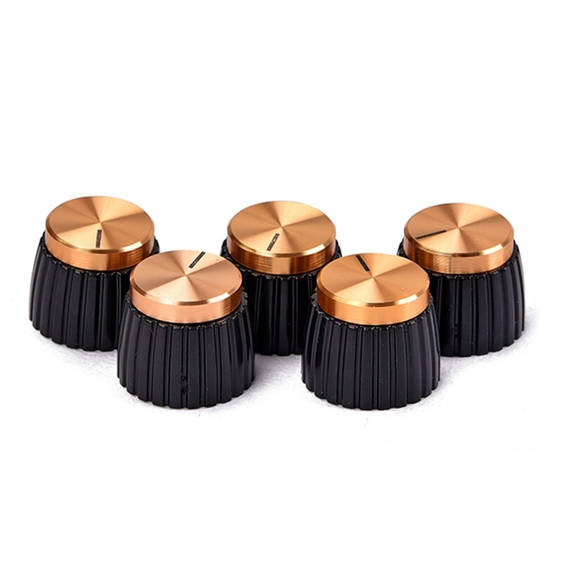 20Pcs Guitar AMP Amplifier Push on Fit Knobs Black with Gold Cap for Marshall Amplifier