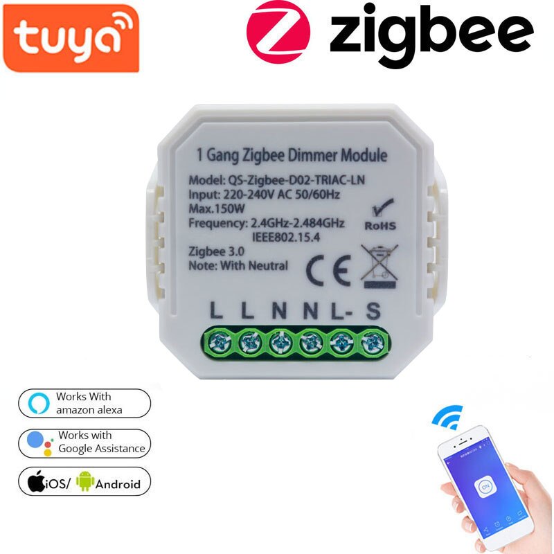 Tuya Zigbee 3.0 Dimmer Module Wifi Wireles Smart Home App Afstandsbediening: 1 way