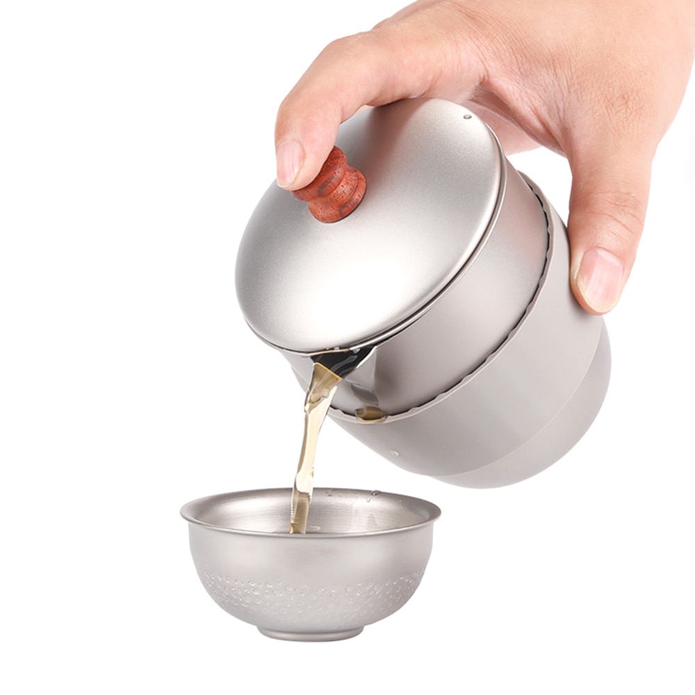 Lixada 300Ml Outdoor Camping Kettle Coffee Kettle Camping Tableware Travel Titanium Teapot Kettle Tea Maker With Infuser