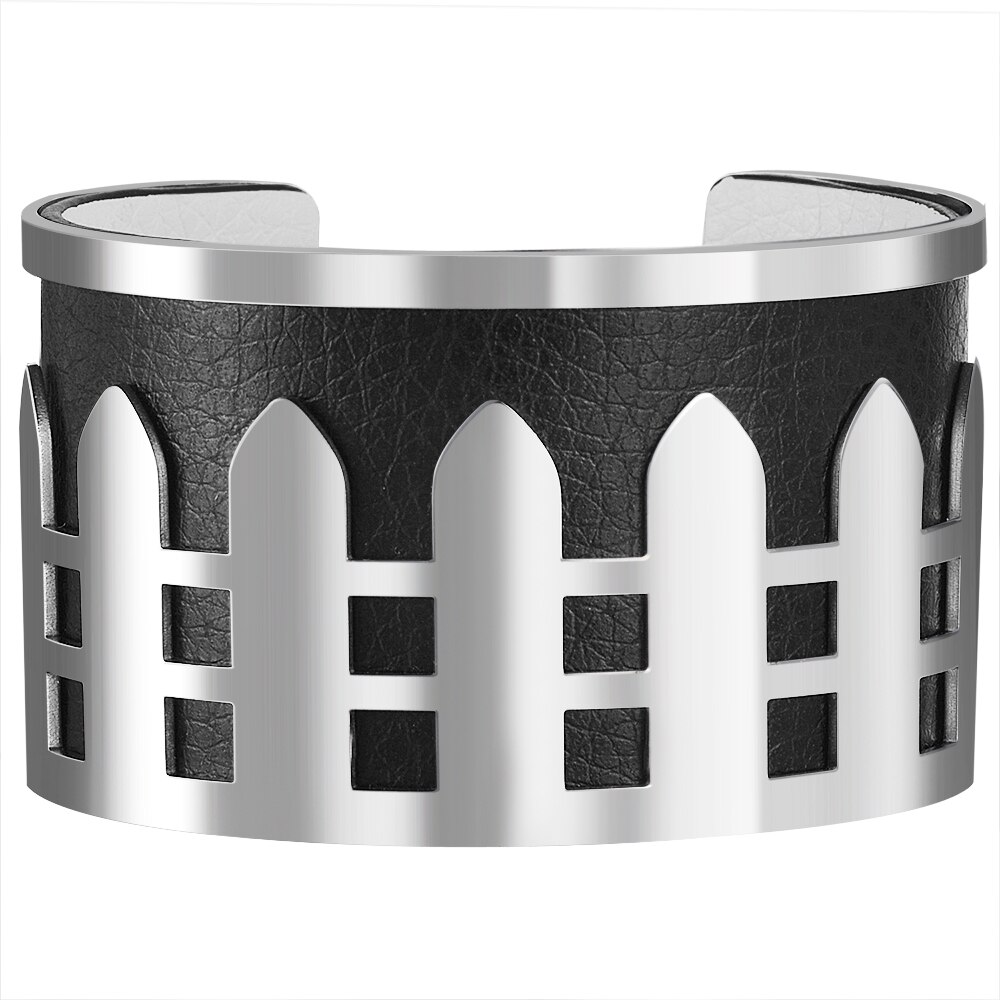 Brazalete de botón magnético intercambiable para mujer, pulsera de cuero de PU, pulseras de joyería india de Georgettes, brazaletes de amor para mujer: 4CM-E