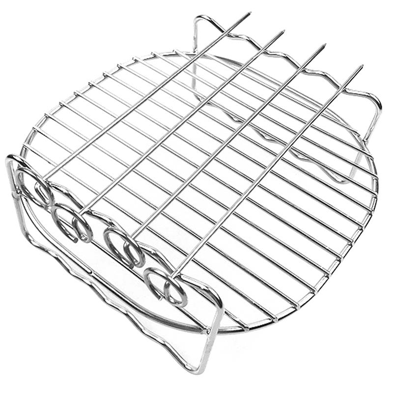 Justdolife 7Inch Air Fryer Rack Set Versatile Grilling Rack Double Layer Rack With Skewers Steaming Drain Oil Holder For Kitchen: Default Title