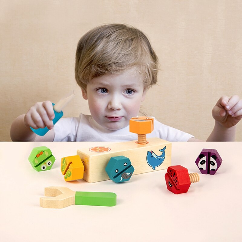 Kids Multi-Color Matching Game Hout Tool Set Speelgoed Schroef Blok Klassieke Peuter Geheugen En Zintuiglijke Vaardigheden Ontwikkeling Speelgoed