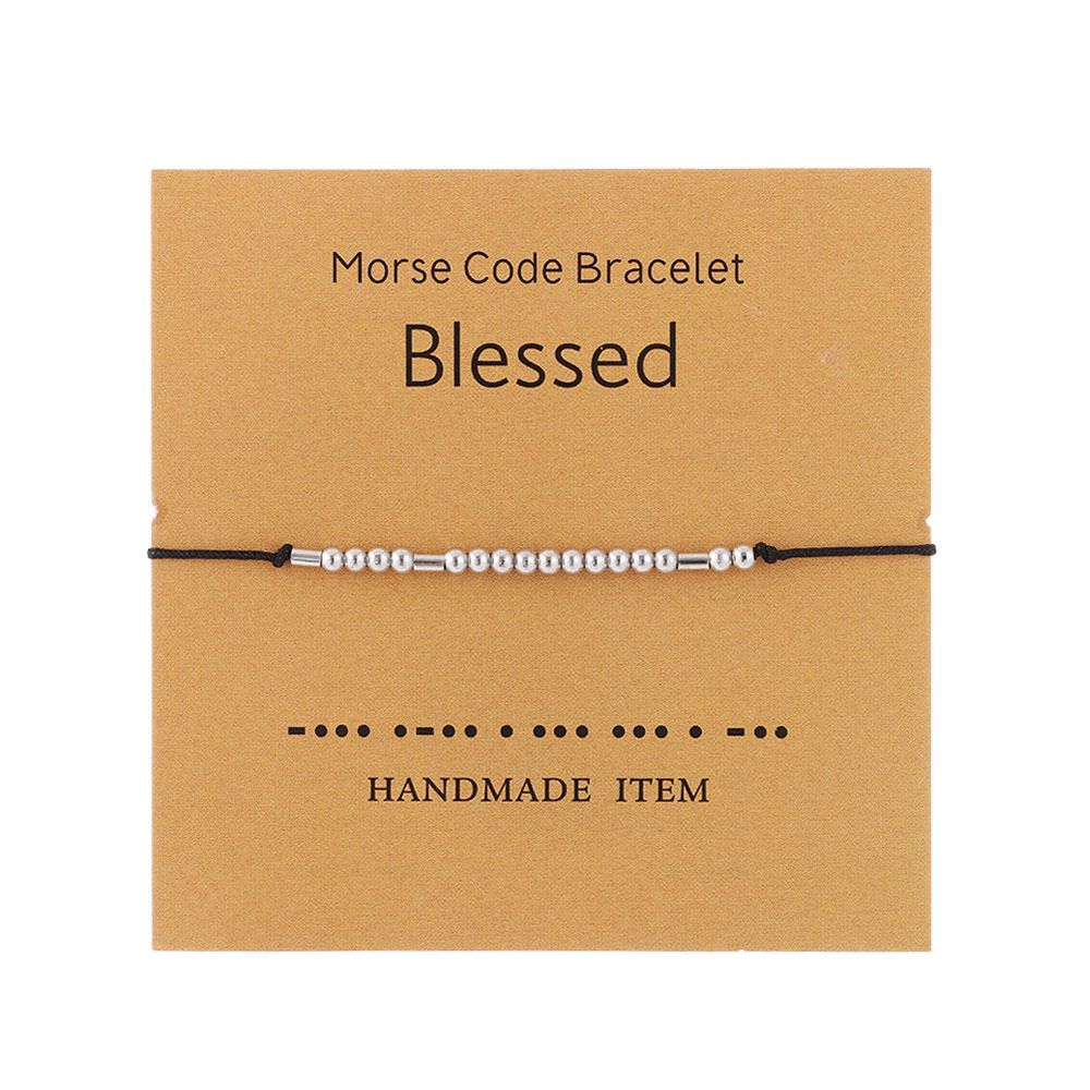Código morse pulseiras abençoado grato senha casal pulseiras com cartão valentinesgifts dia aniversário lembrança presentes de aniversário: Blessed