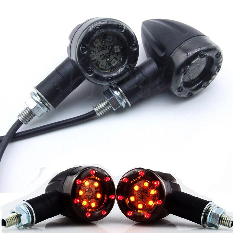 4 Wires LED Turn Signal Lights Rear 2pcs Brake Running Motorbike Left Right Indicator Bright Motorcycle