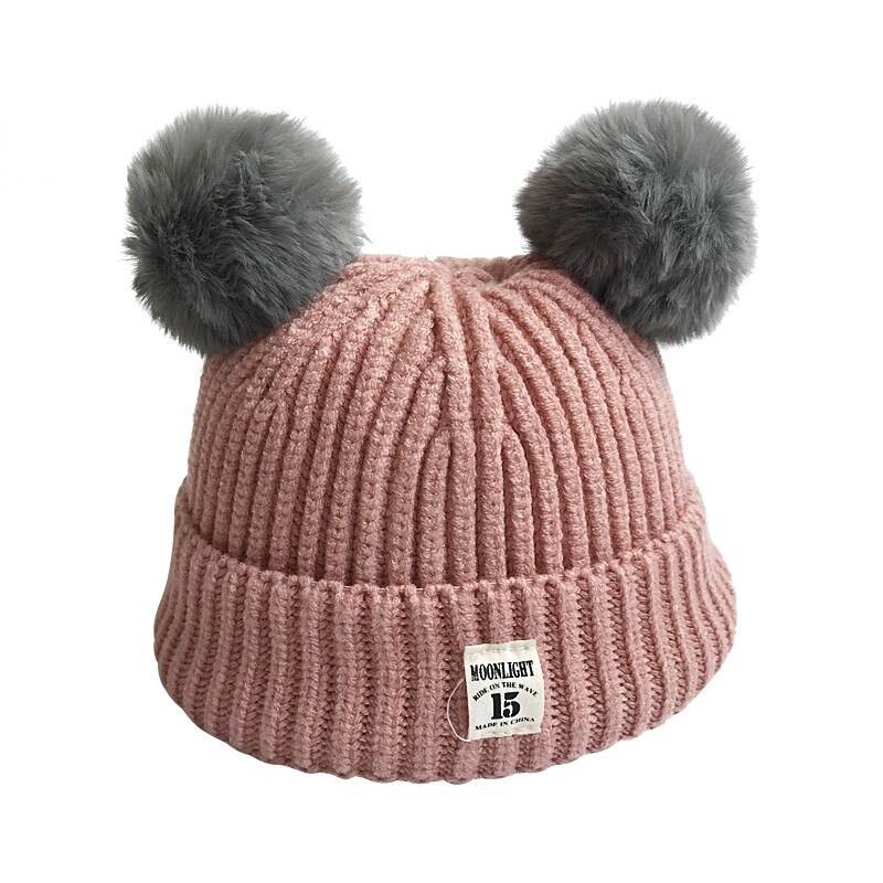 Baby Girl Boy Winter Hat Soft Warm Beanies Pompon Hat Elasticity Knit Hats Children Casual Solid Color Caps: P