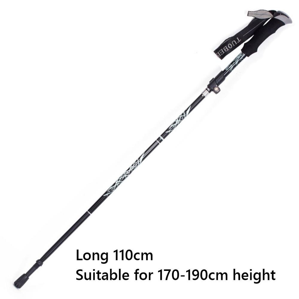 Hiking Poles Aluminum Alloy Ultra Light Walking Sticks Telescopic Folding Hiking Poles Outdoor Equipment: Black Long