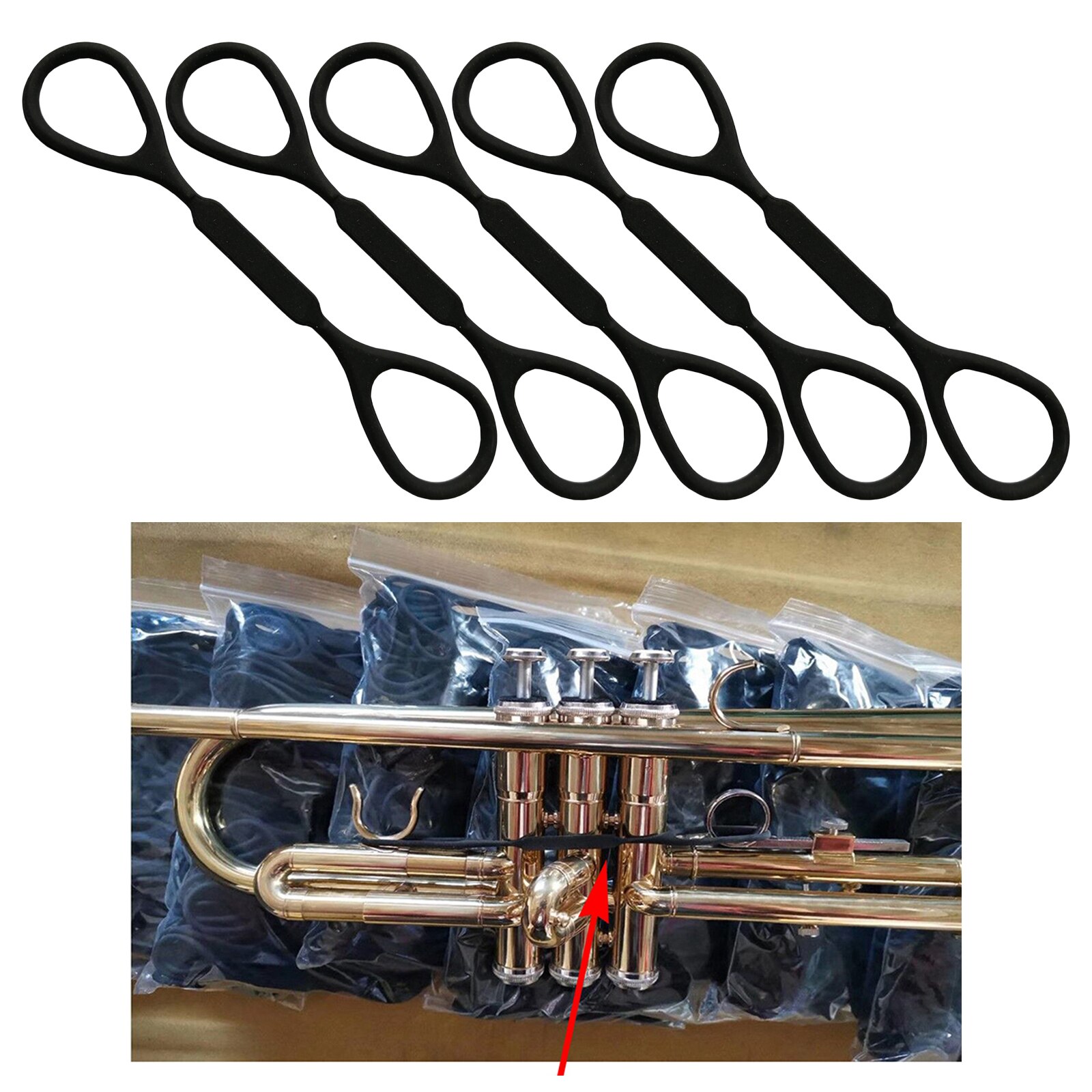 Musical Instrument Accessory with Black Rubber Trumpet 5 Pieces
