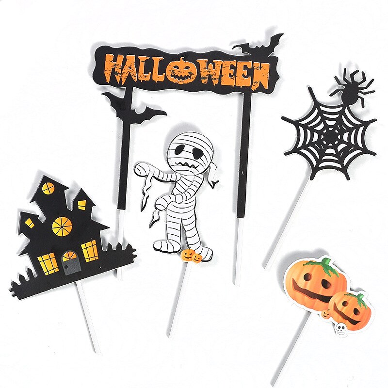 Decoración Para tarta de Halloween, signo de inserción, decoración para de Halloween, decoración para tarta, postre, calabaza