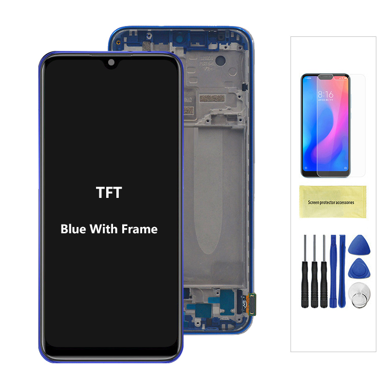 AMOLED for Mi A3 M1906F9SH Display with Frame, for Xiaomi Mi CC9e Lcd Display Touch Screen Digitizer Assembly Replacement CC9E: Blue Lotus