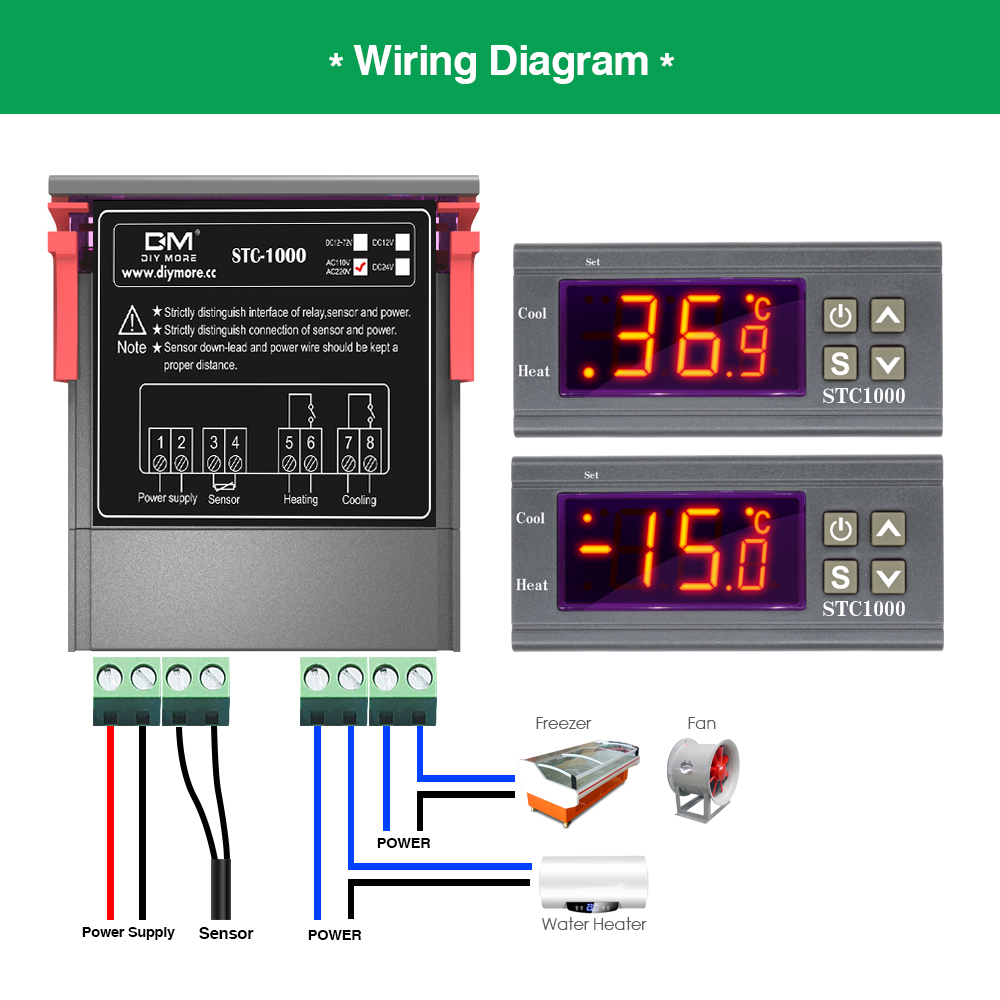 STC-1000 STC 1000 LED Digital Thermostat für Inkubator Temperatur Regler Temperaturregler Relais Heizung Kühlung 12V 24V 220V