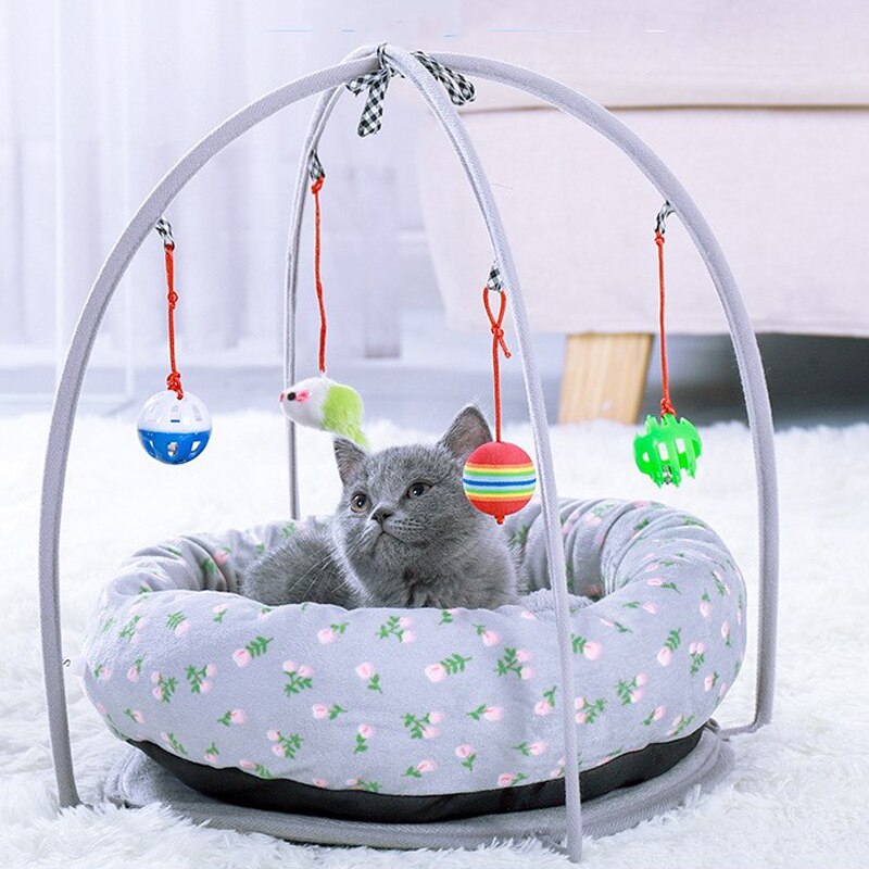 Cat Hommock Bed Puppy Dog Play Tent with Hanging Toys Bells Soft Sleeping Lounger Sofas Nest for Cats Small Dogs: L