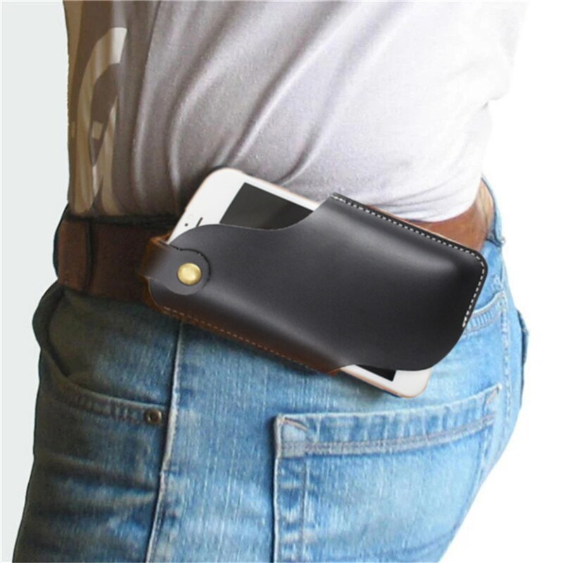 LKEEP PU Waist Black Bag Men Waist Pack Waist Bag Funny Pack Belt Bag Men Chain Waist Bag For Phone Pouch: Black L 2
