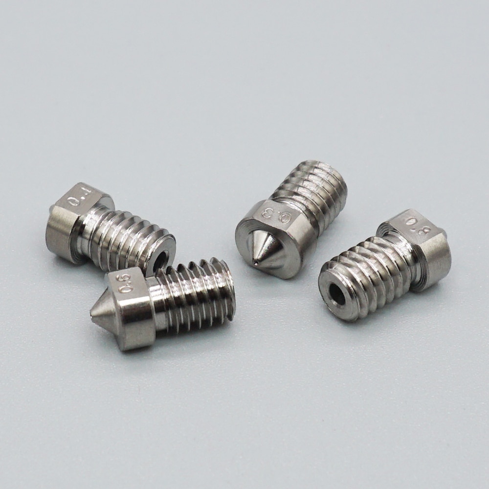 3D Printer Nozzle E3D V6 Hotend Parts Titanium alloy Nozzle Extruder High hardness metal Nozzle M6 Thread 0.3/0.4/0.6/0.8 1.75mm