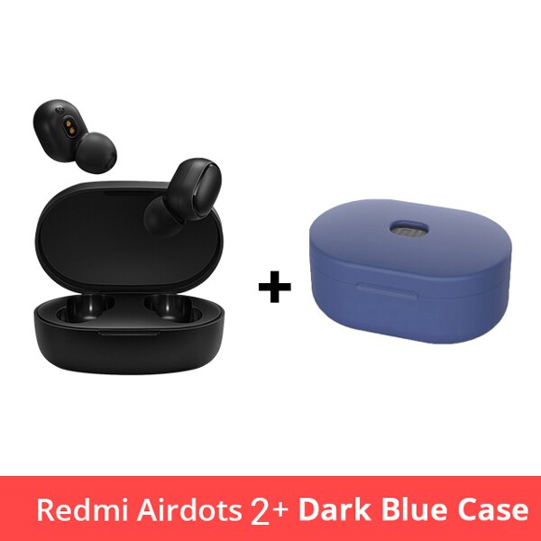 Original Xiaomi Redmi AirDots 2 Wireless Bluetooth 5.0 Charging Earphone In-Ear stereo bass Mi True Wireless Earbuds AI Control: CN Add DarBlue Case