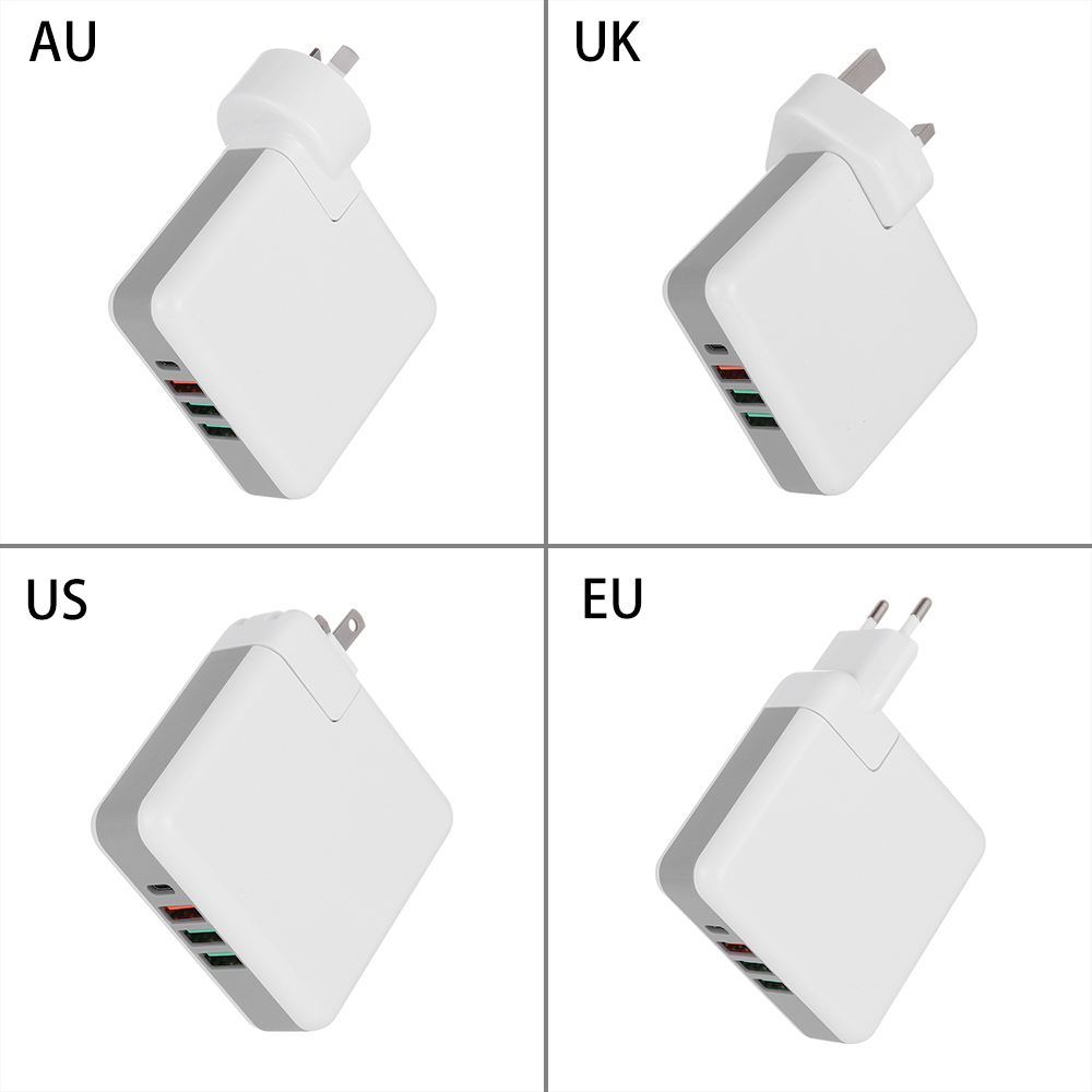 3-Port USB Wall Charger - QC 3.0 PD Fast Charge - 100-240V Power Adapter for iPhone, iPad