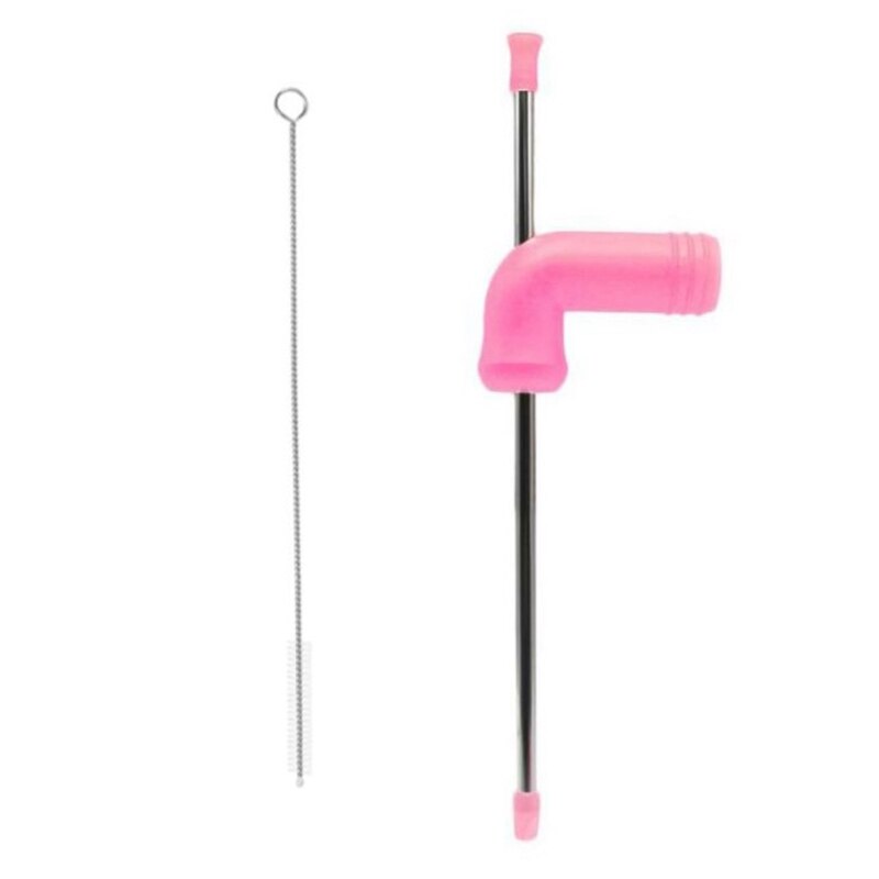 Beer Snorkel Double-Layer Beer Snorkel Bar Tools Straight Straw Style Beer Dispenser with Cleaning Brush: Pink