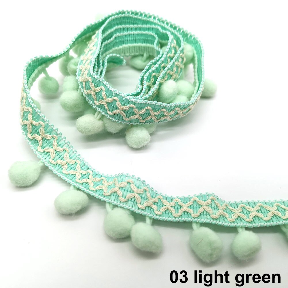 10 Meter Pom Pom trimmen Spitze Stoff NäHenne Zubehör Pompons quaste Trimmen Ball Fransen Band NäHenne Spitze Für DIY Material bekleidung: 03 hell Grün