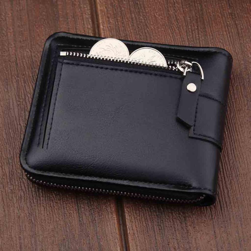 Male Vintage Men's Short Wallet Men Leather Clutch Wallets Purses First Layer Leather Multi-Card Bit Retro Card Holder