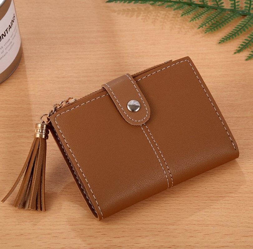 Women Girl Mini Tassel Short Wallet Coin Purse Credit Card Holder Organizer Pocket Classic Solid Purses Wallets