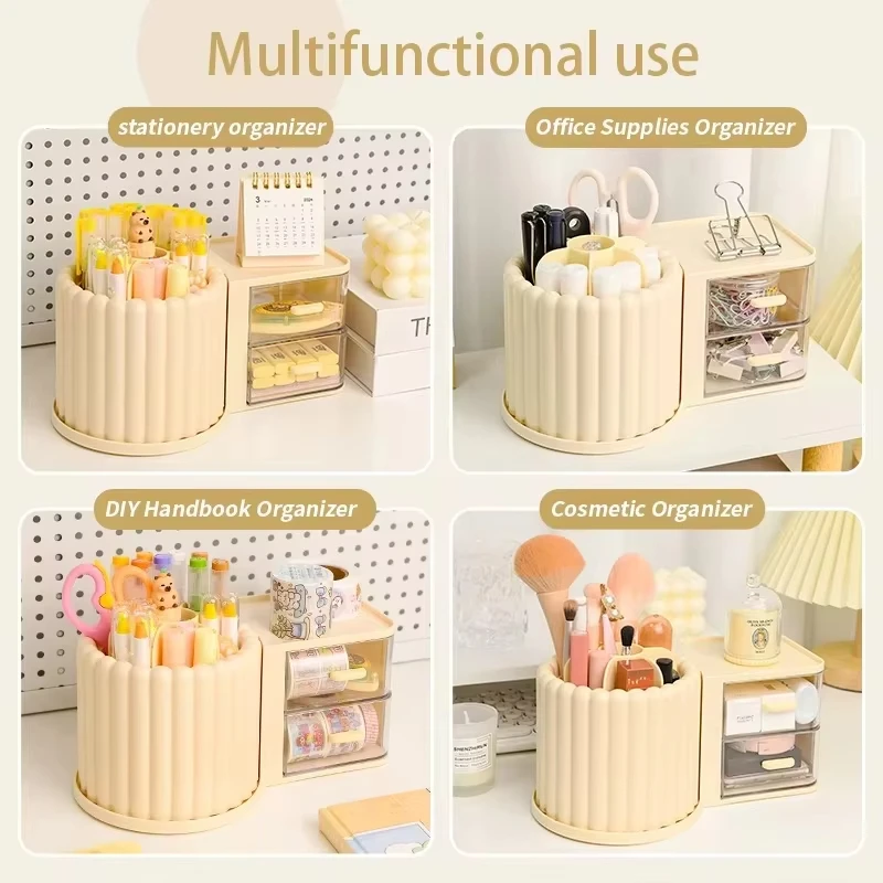 Stationery Organizer Desk Set Plastic File Drawer Cute Pencil Holder for School Supplies Office Durable Desk Tool