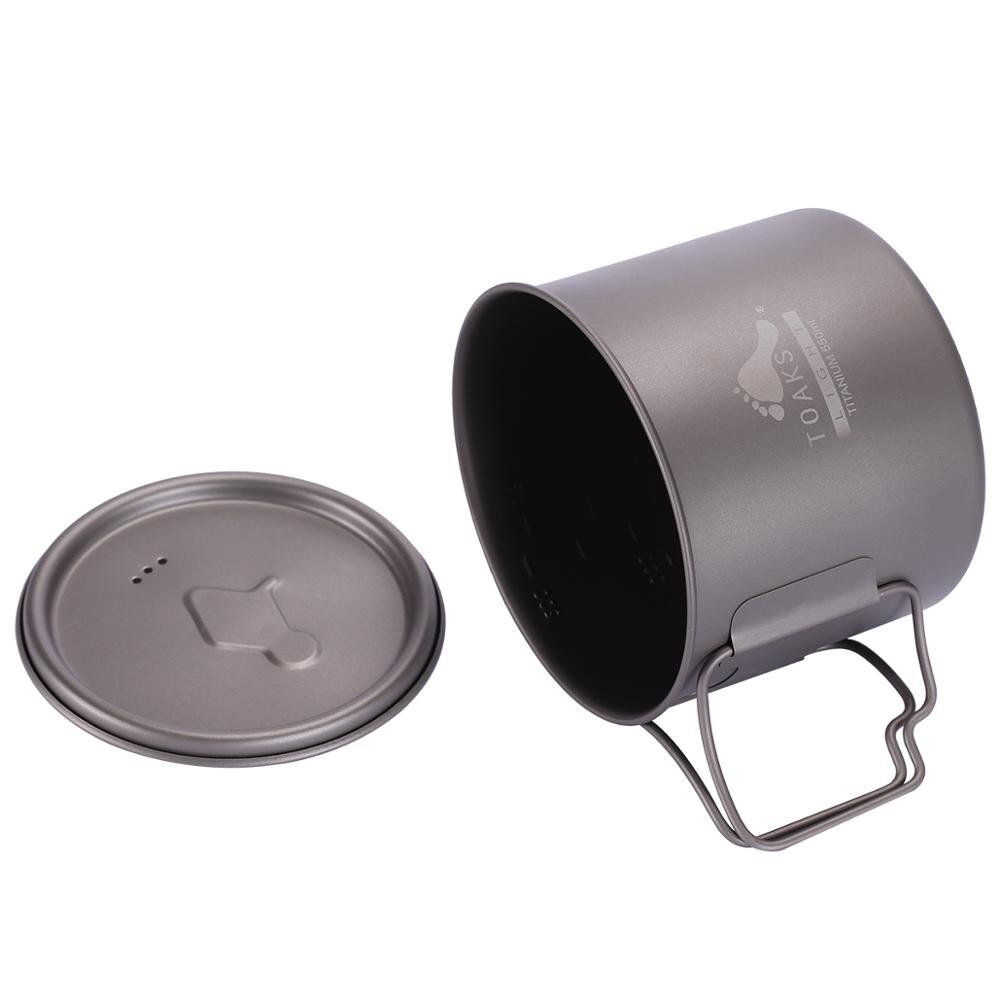 Toaks Titanium Cup Koffie Thee Mok Ultralight Voor Outdoor Camping Servies Opvouwbare Handvat 550 Ml 72G